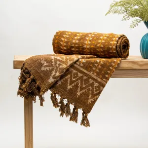 Brown Stripes Block Print Cotton Chair Throws For Home Decor