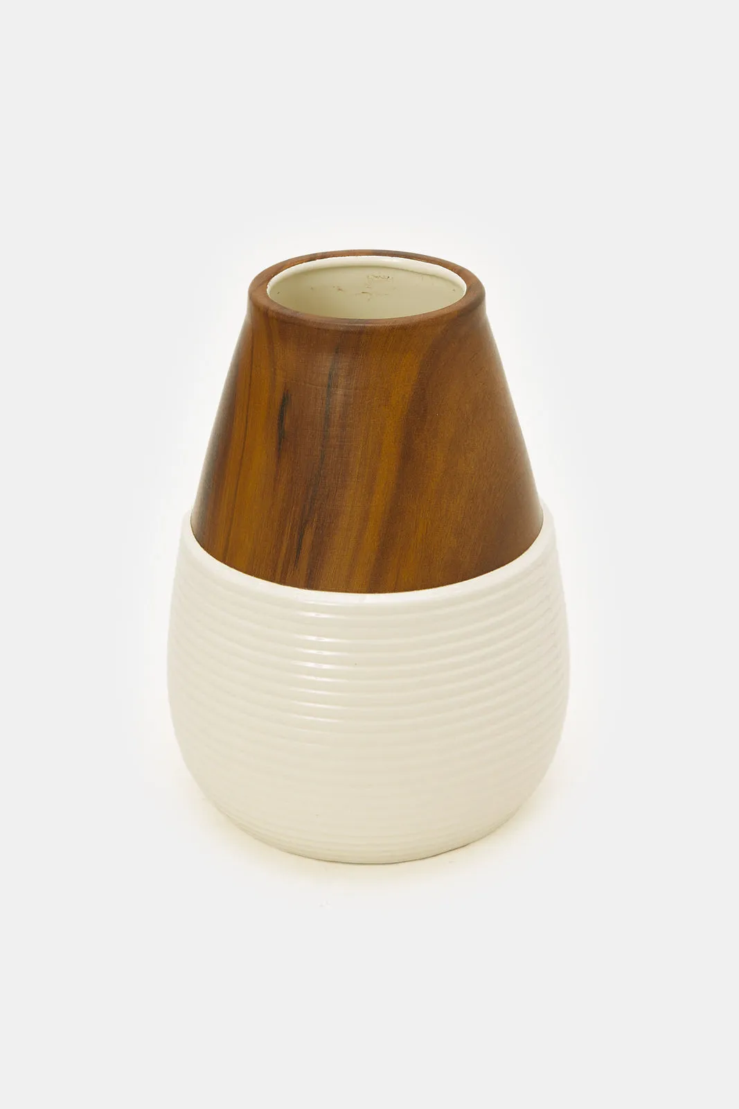 Brown Wooden Finish Ceramic Vase (L)