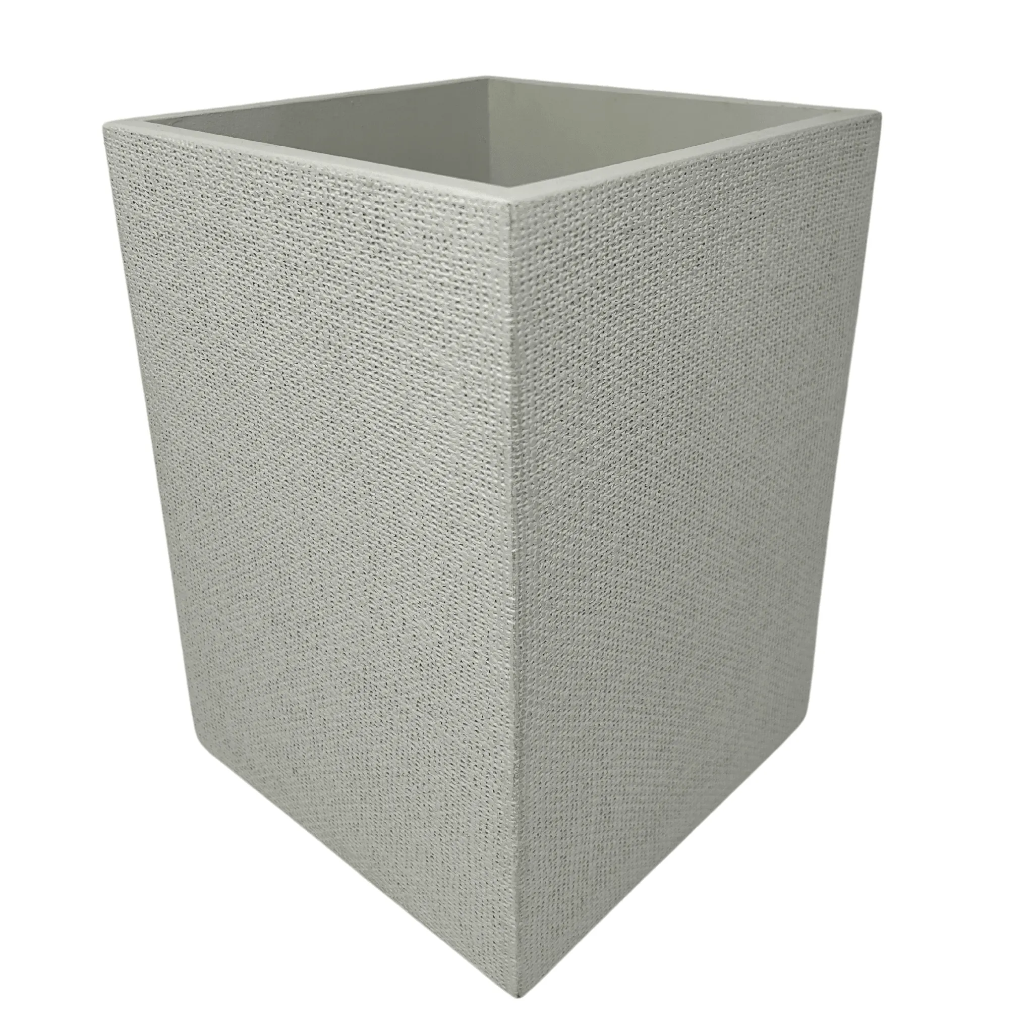Burlap Wastebasket in Light Gray