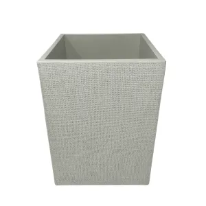 Burlap Wastebasket in Light Gray