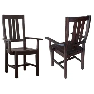 Calandra Slat Back Arm Chairs Vintage Java (Set of 2)