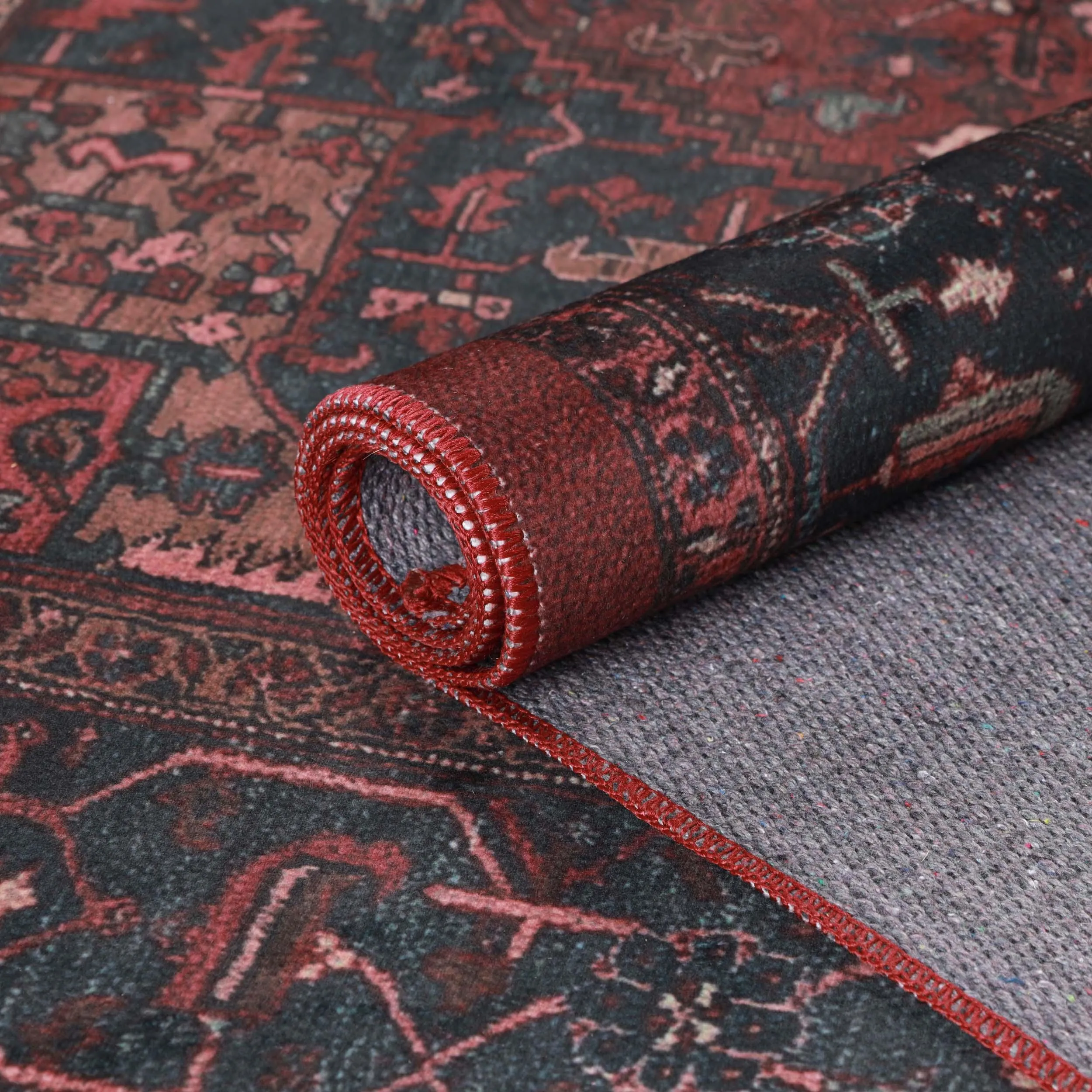 Cardinal Floral Medallion Washable Indoor Area Rug or Runner Rug