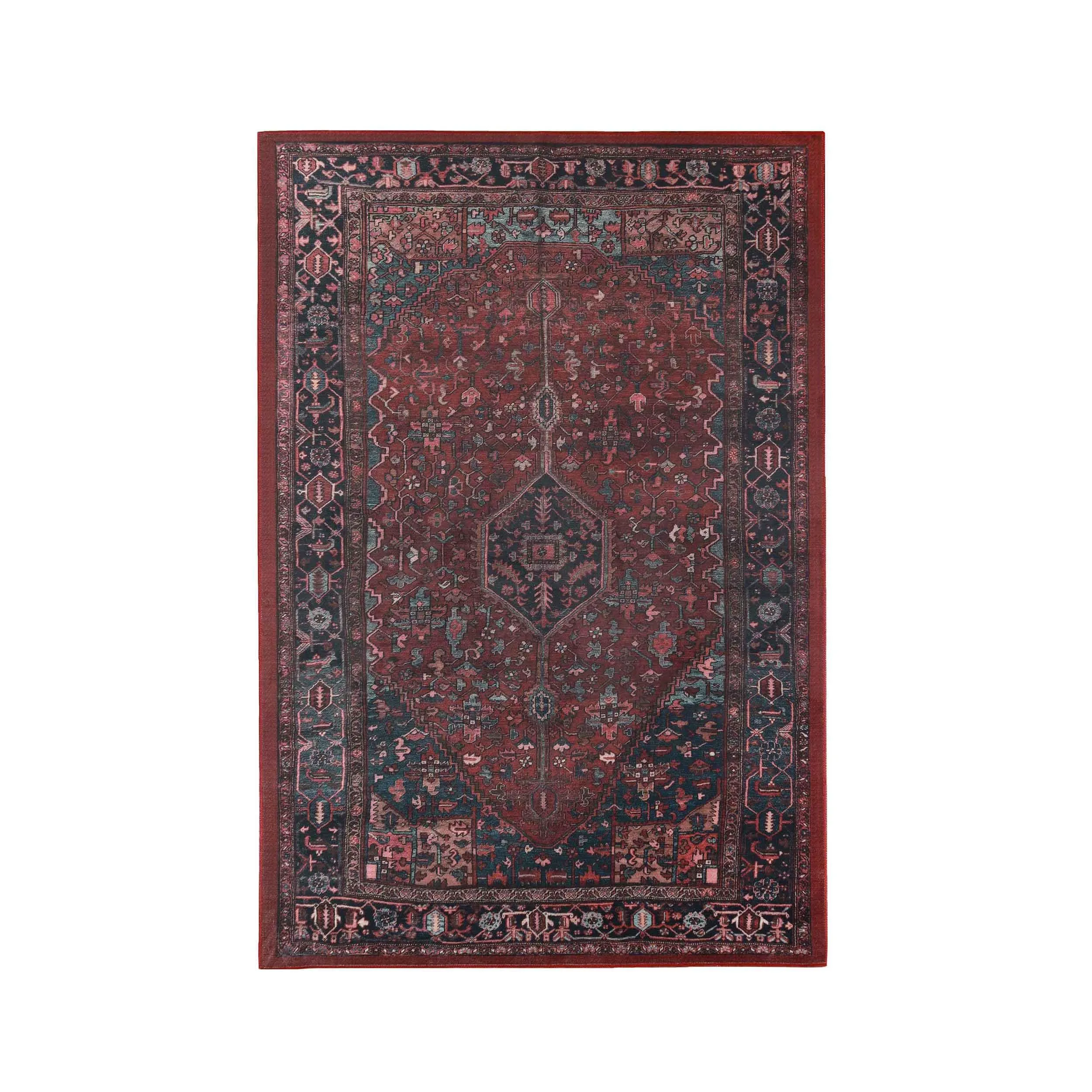 Cardinal Floral Medallion Washable Indoor Area Rug or Runner Rug