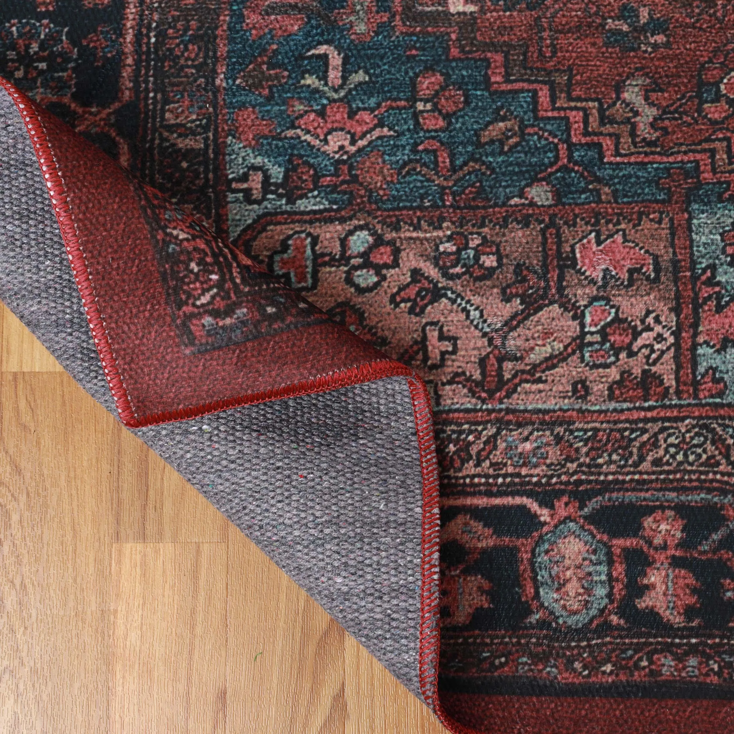 Cardinal Floral Medallion Washable Indoor Area Rug or Runner Rug