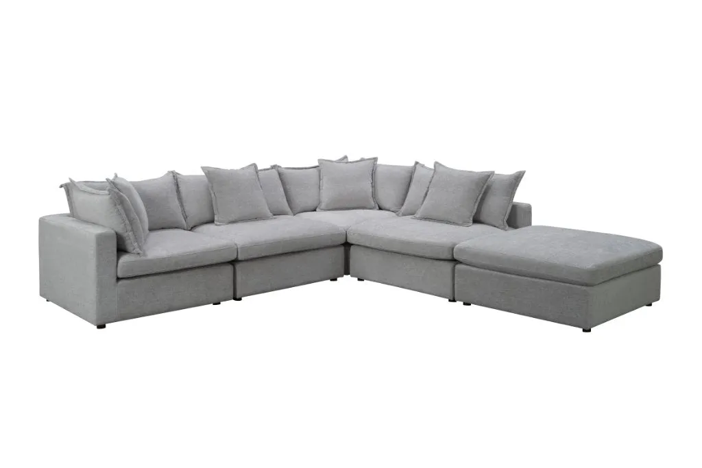 Carolina Feather Corner Modular Plus Ottoman Lounge- Silver