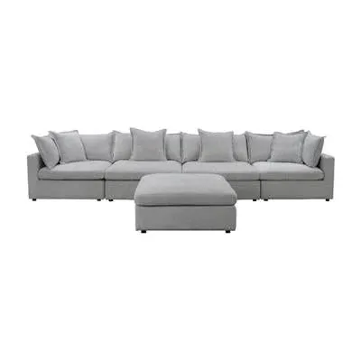 Carolina Feather Corner Modular Plus Ottoman Lounge- Silver