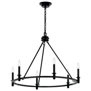 Carrick 32" 6-Light Chandelier 1-Tier, Black Finish