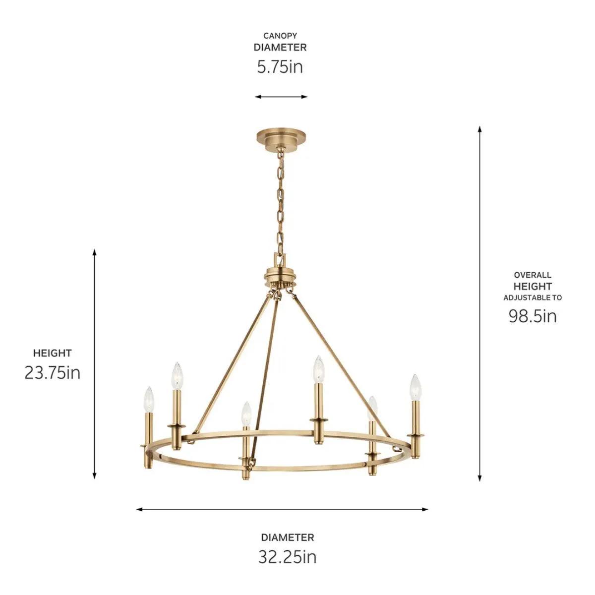 Carrick 32" 6-Light Chandelier 1-Tier, Champagne Bronze Finish