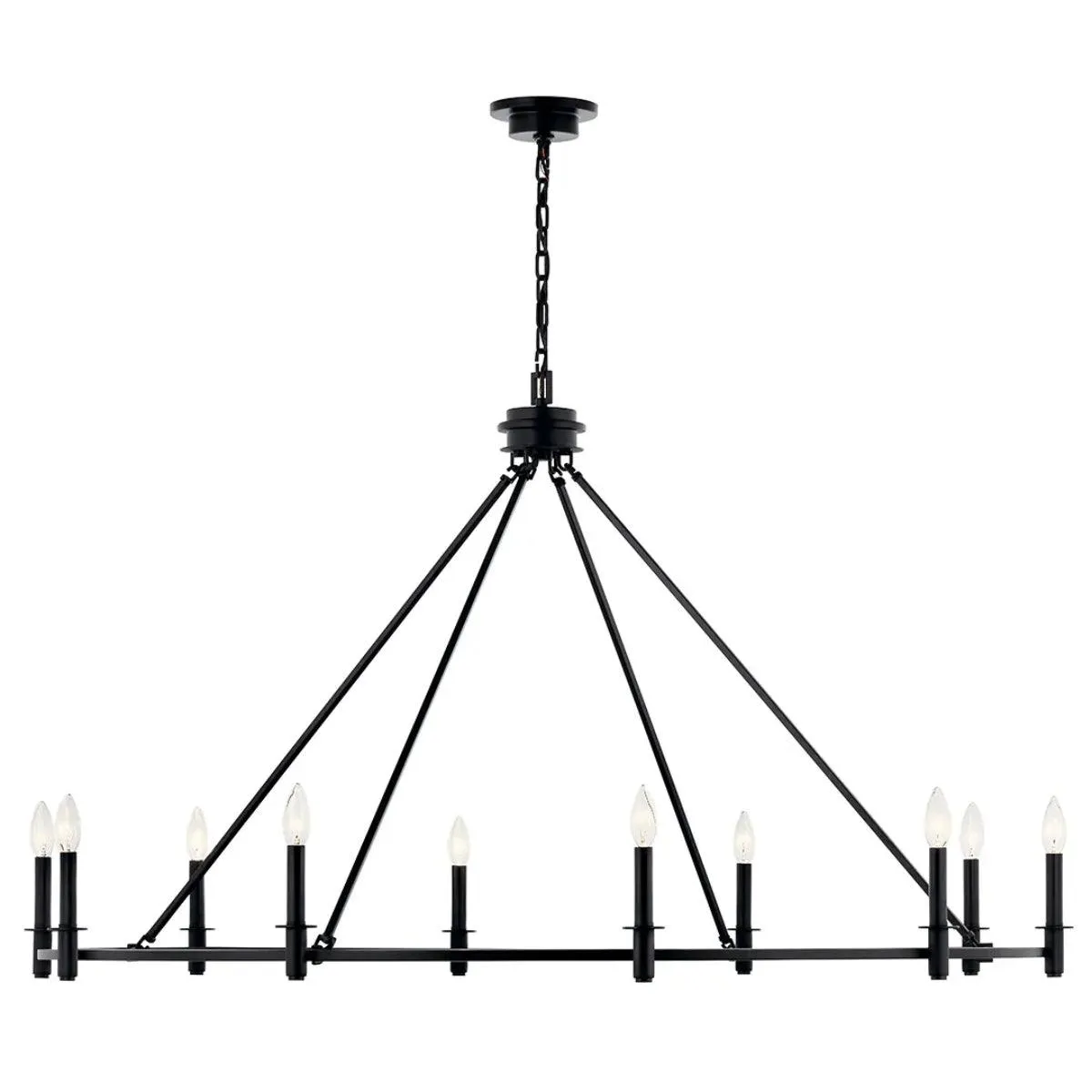 Carrick 54" 10-Light Chandelier 1-Tier, Black Finish