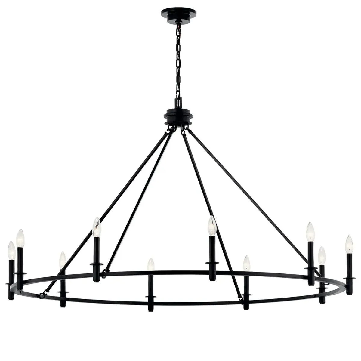 Carrick 54" 10-Light Chandelier 1-Tier, Black Finish