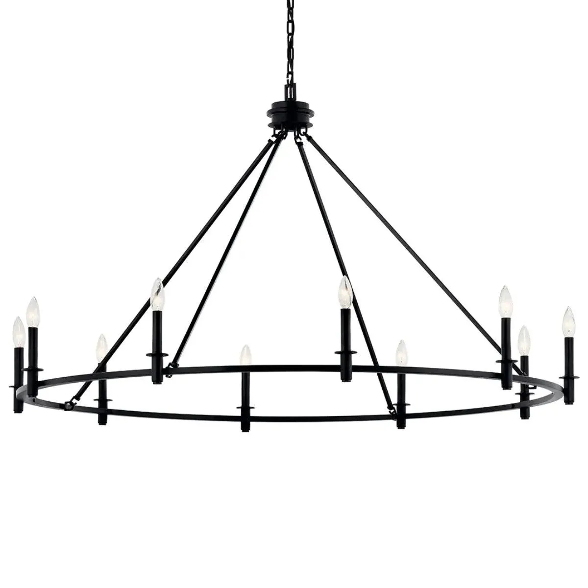 Carrick 54" 10-Light Chandelier 1-Tier, Black Finish