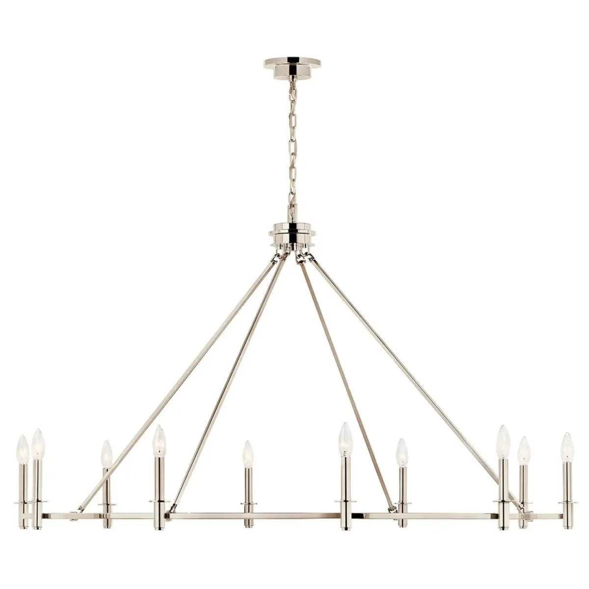 Carrick 54" 10-Light Chandelier 1-Tier, Polished nickel Finish