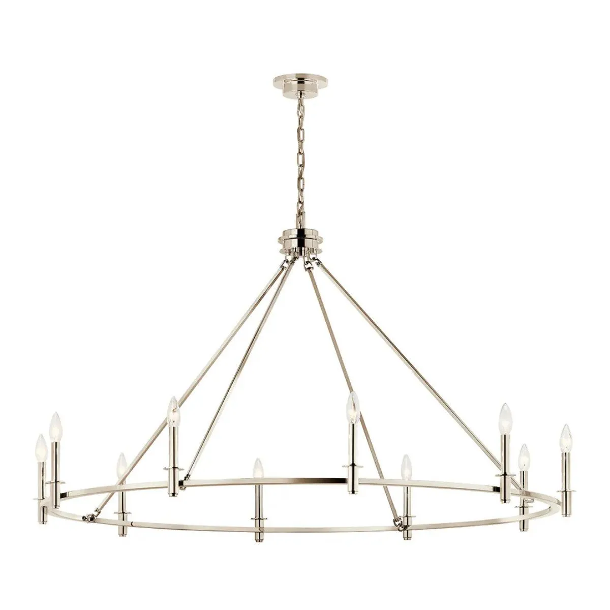 Carrick 54" 10-Light Chandelier 1-Tier, Polished nickel Finish