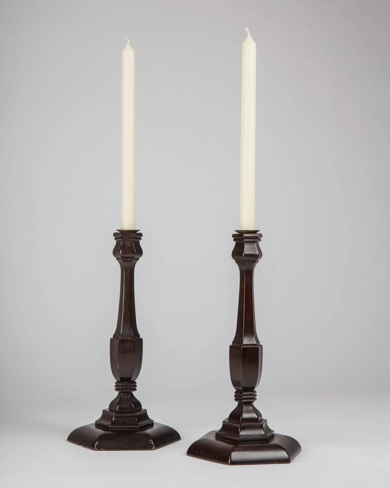 Carved Mahogany Candlesticks