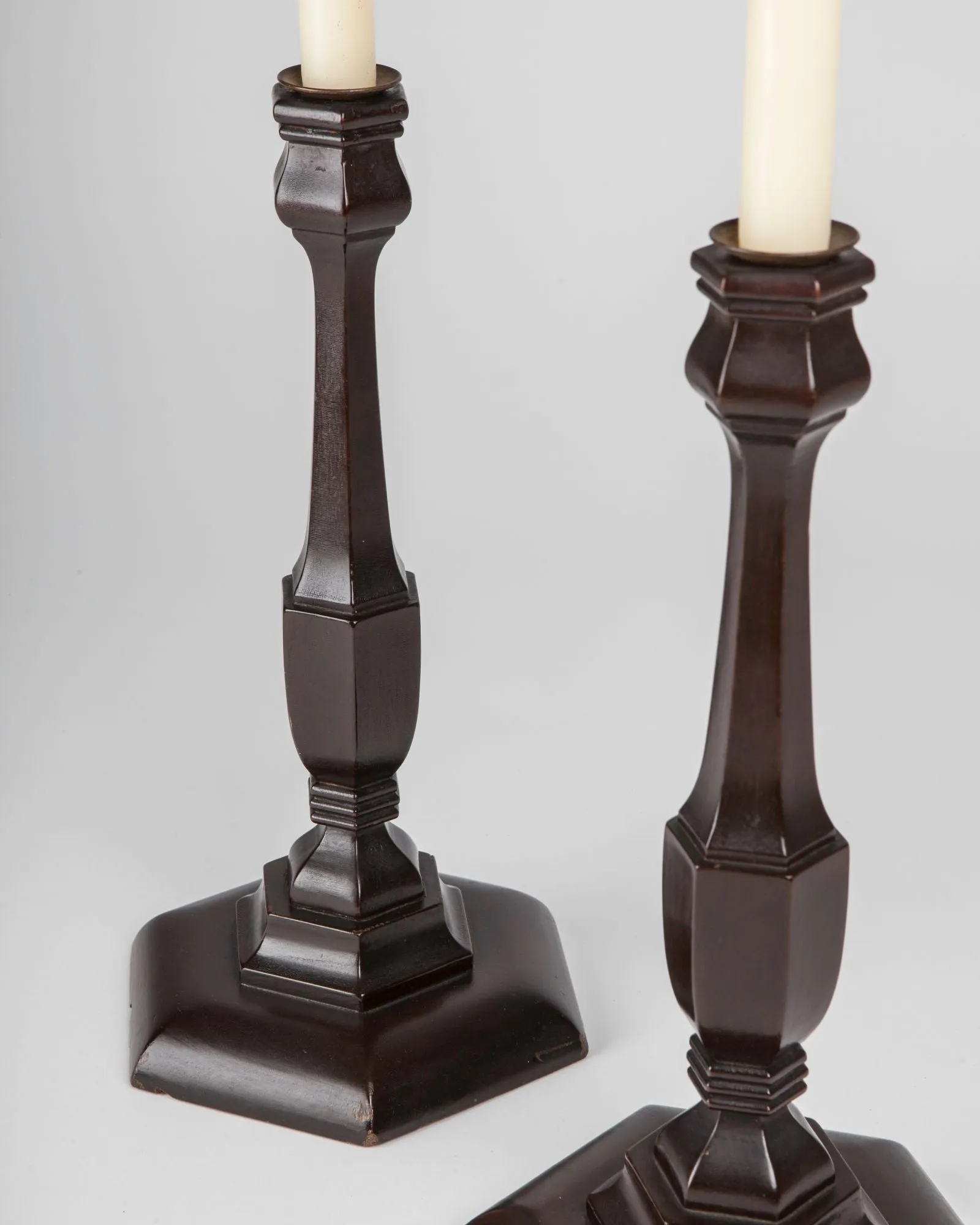 Carved Mahogany Candlesticks