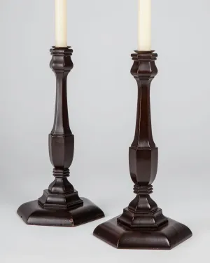 Carved Mahogany Candlesticks