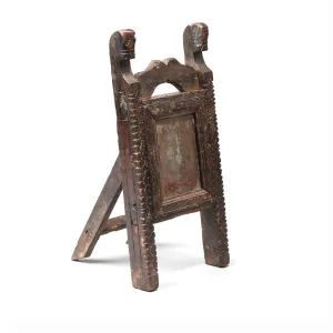 Carved Teak Indian Tribal Mirror From Banswara - Ca 1920