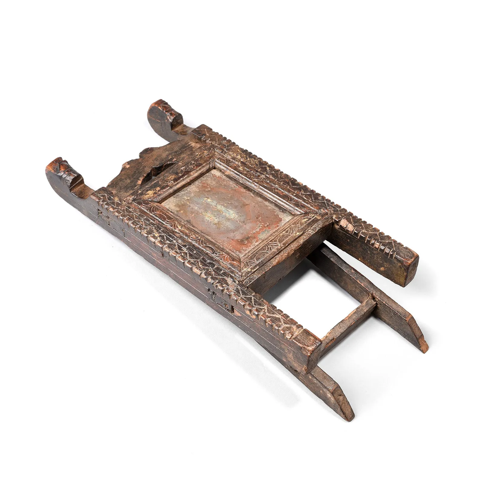 Carved Teak Indian Tribal Mirror From Banswara - Ca 1920