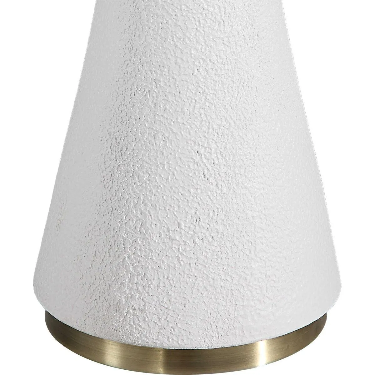 Casa Bella Living  White Linen Shade With Textured Matte White and Brushed Brass Base Table Lamp