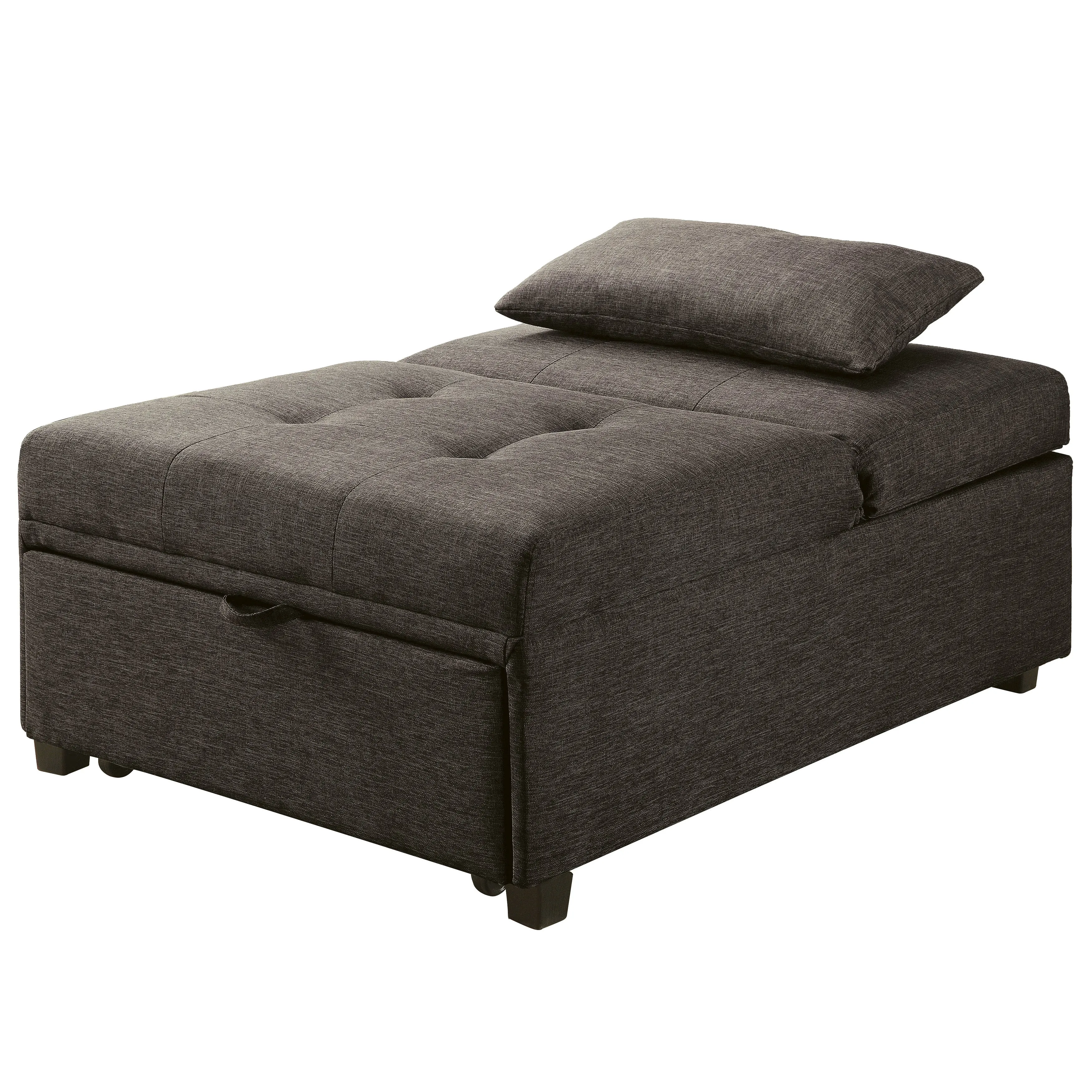 Cazadero Transitional Dark Gray Upholstered Tufted Ottoman