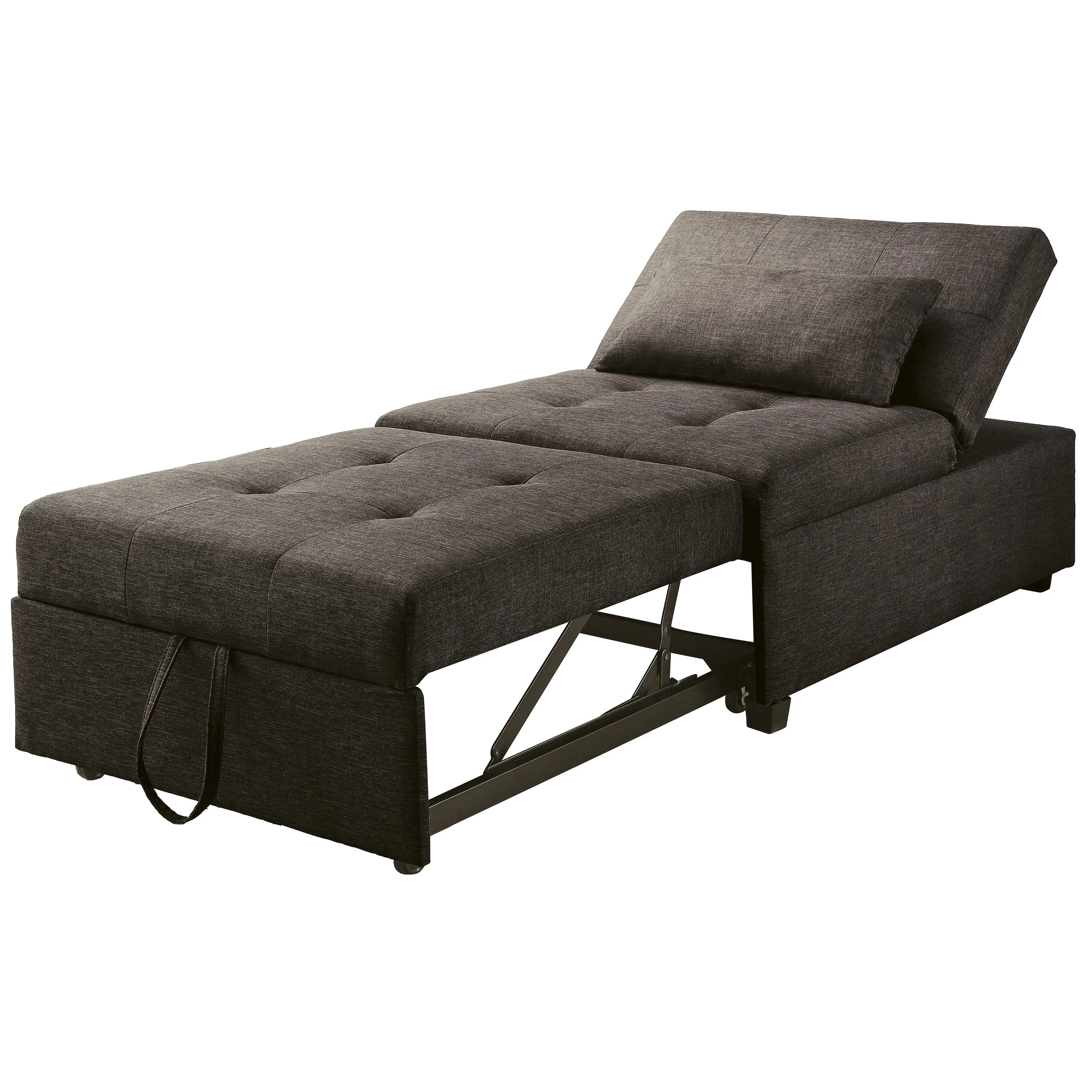 Cazadero Transitional Dark Gray Upholstered Tufted Ottoman