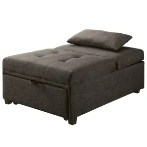 Cazadero Transitional Dark Gray Upholstered Tufted Ottoman
