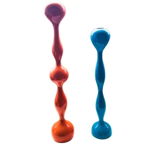 Chiasso Exclusive Orange Turquoise Metal Bubble Candlesticks
