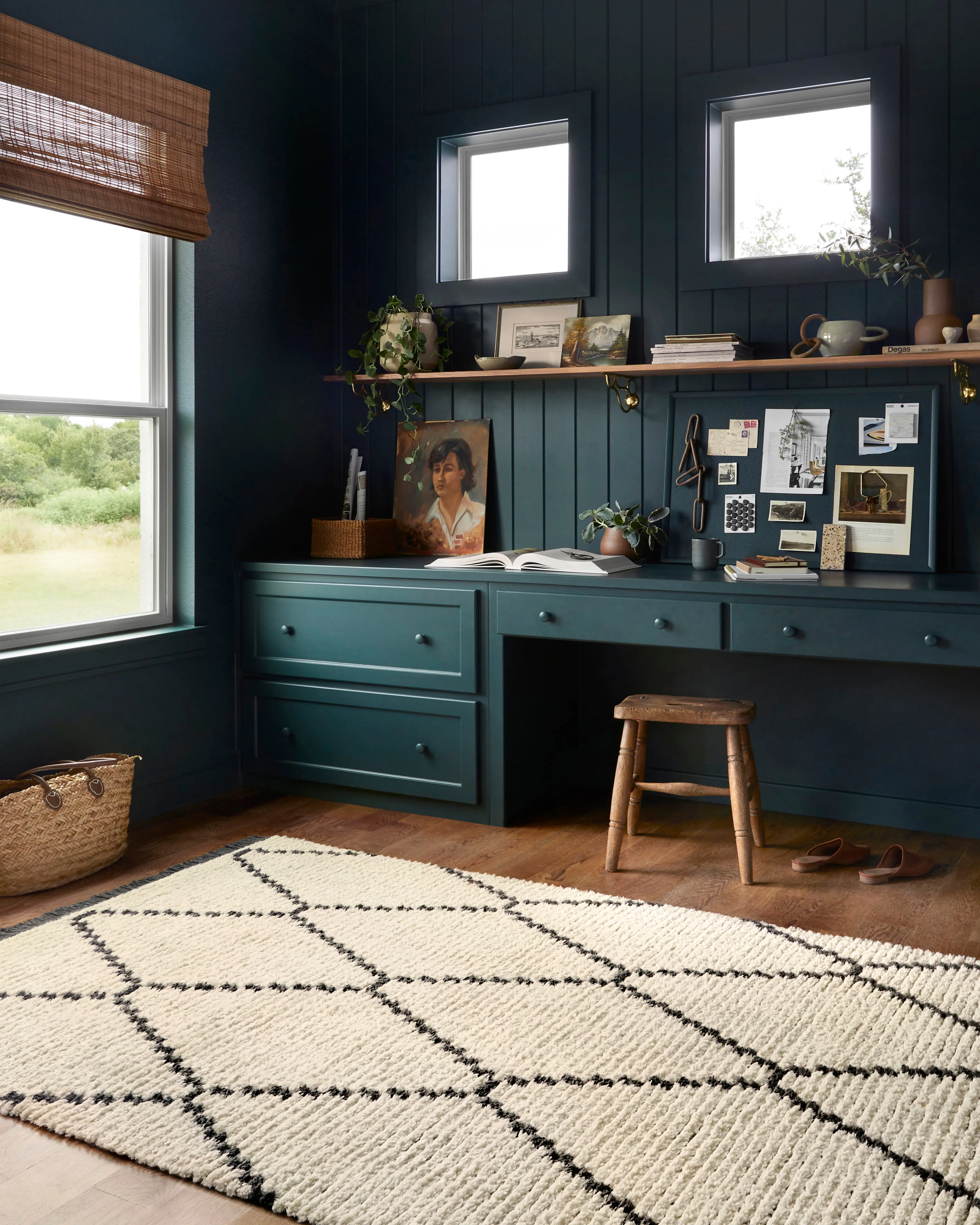 Chris Loves Julia x  Loloi Alice Cream / Charcoal - Diamonds Rug