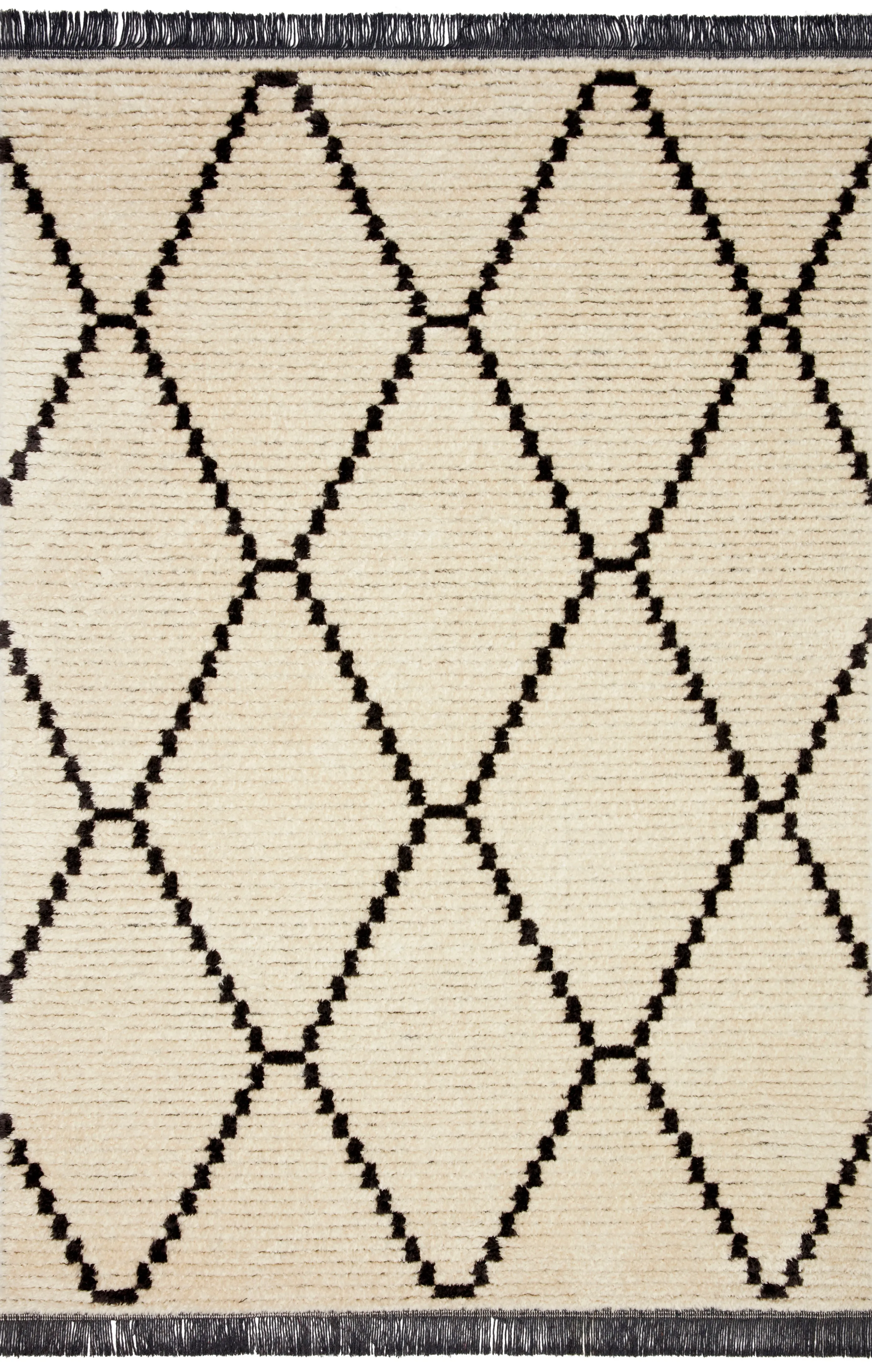 Chris Loves Julia x  Loloi Alice Cream / Charcoal - Diamonds Rug
