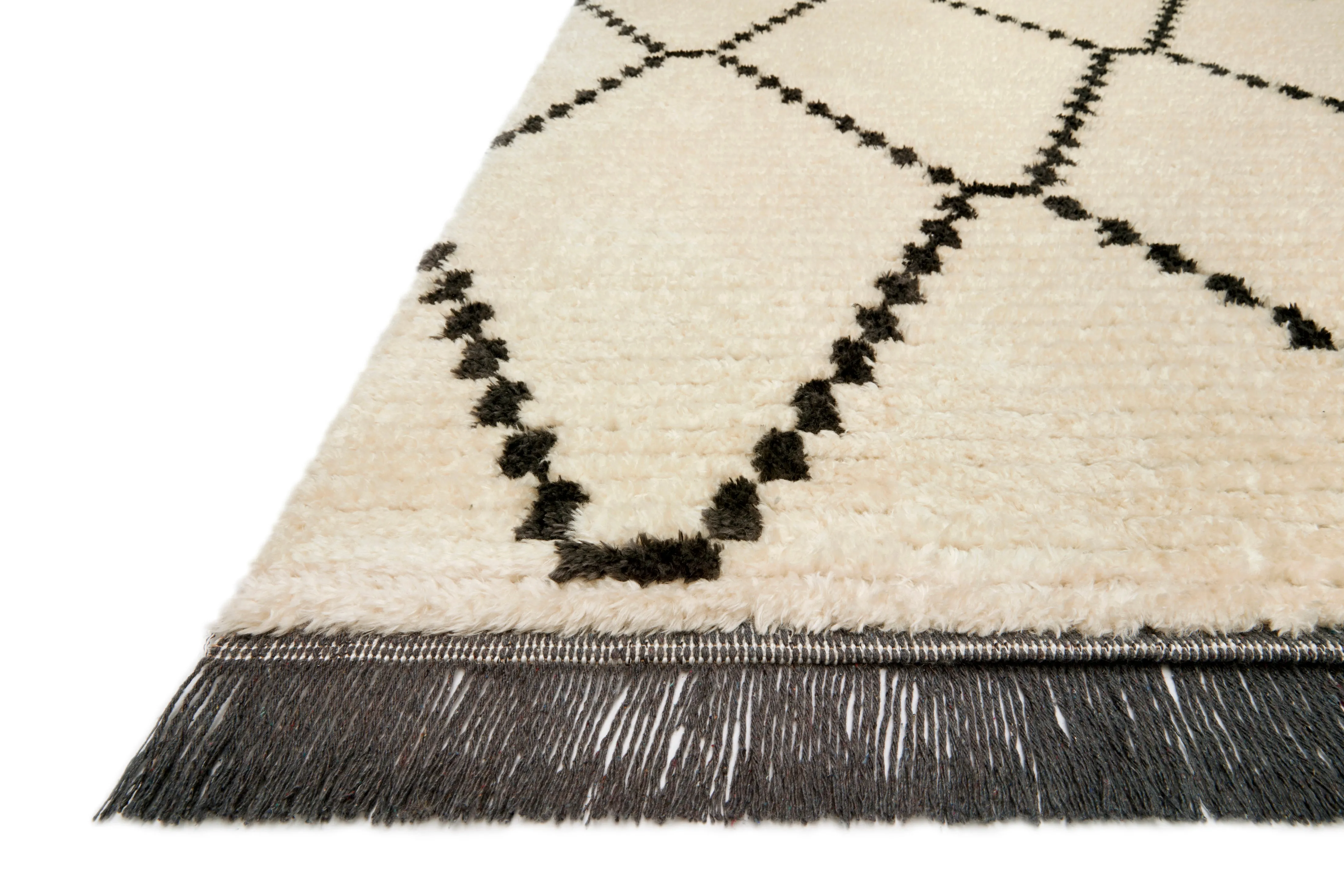 Chris Loves Julia x  Loloi Alice Cream / Charcoal - Diamonds Rug