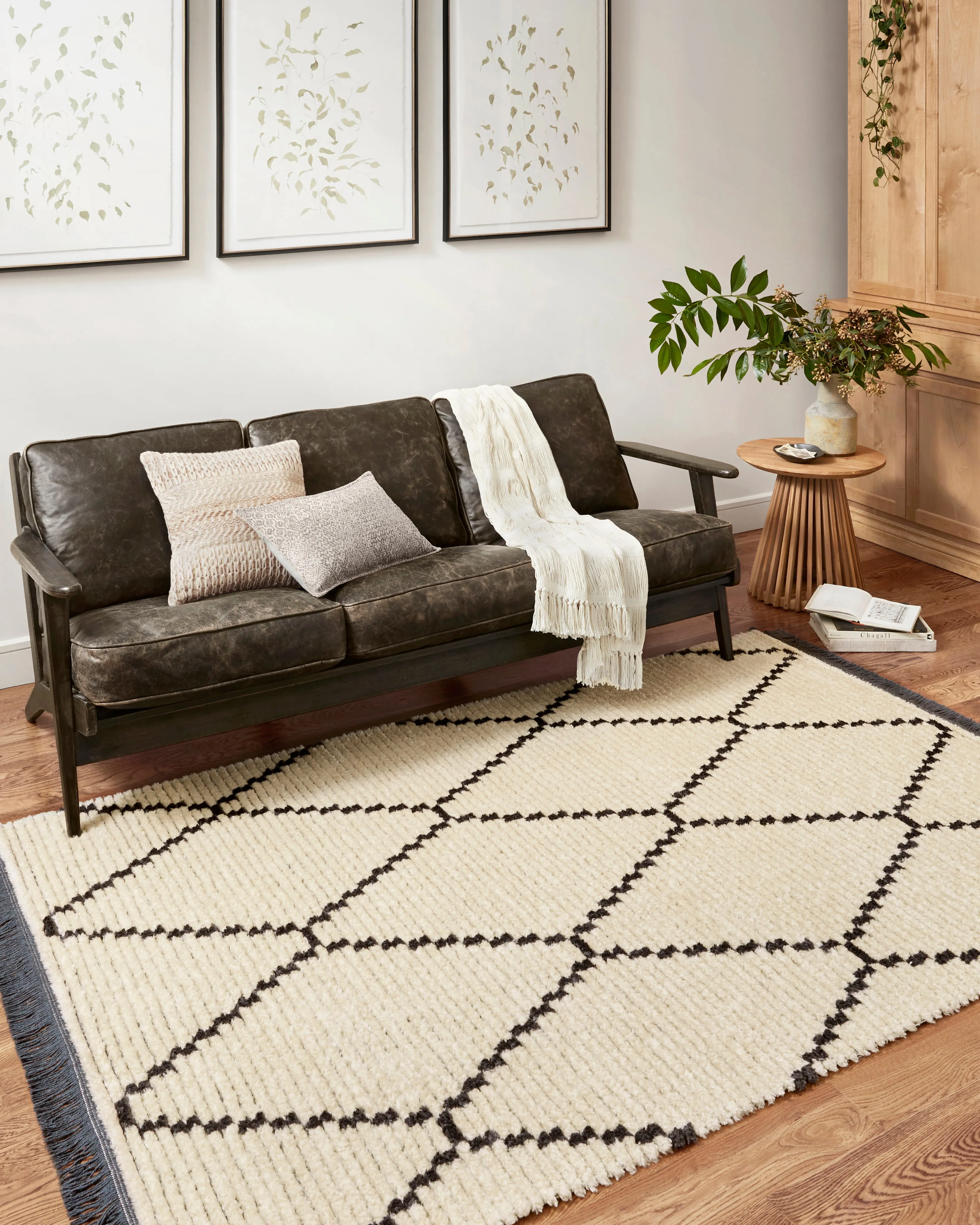 Chris Loves Julia x  Loloi Alice Cream / Charcoal - Diamonds Rug
