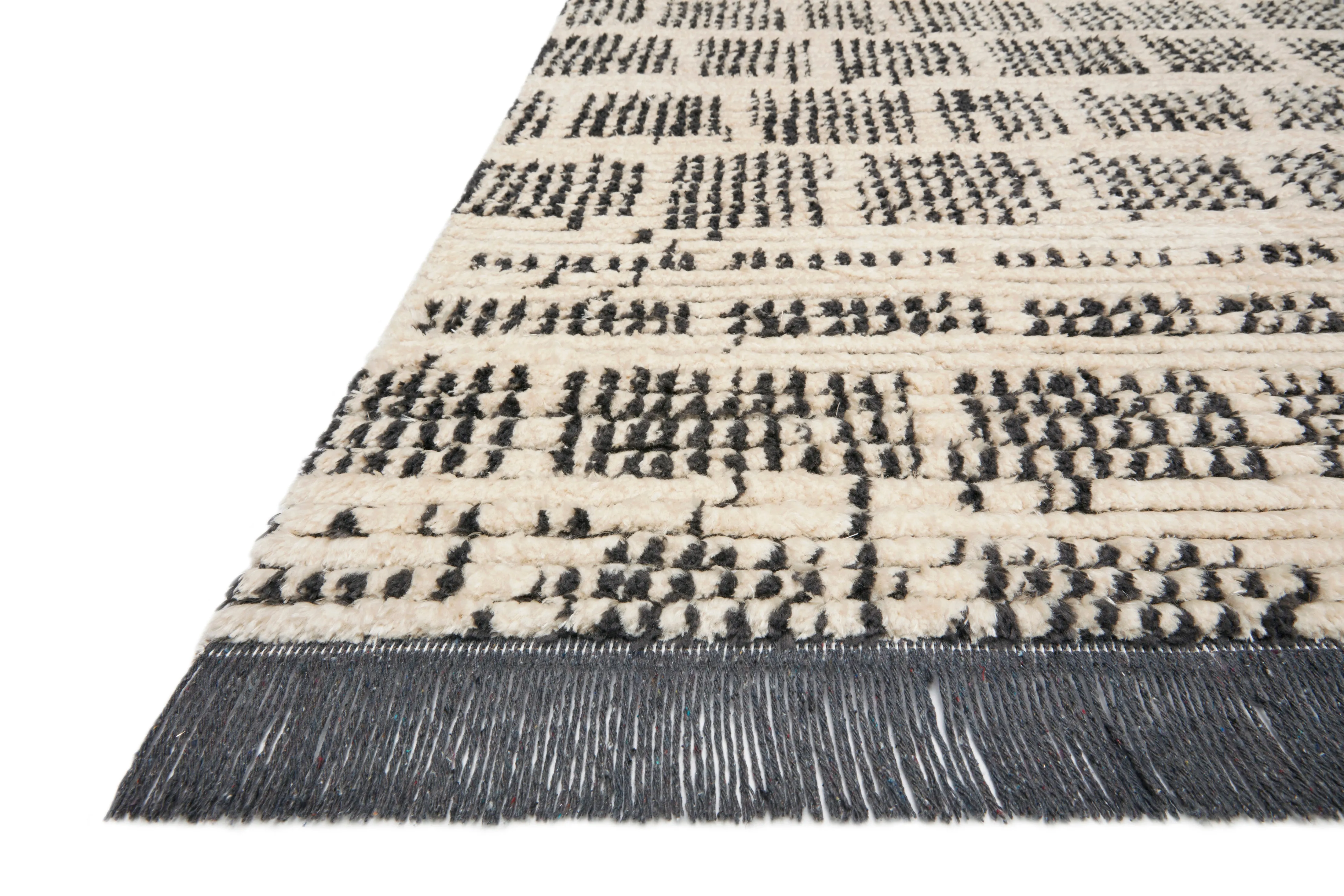 Chris Loves Julia x Loloi Alice Cream / Charcoal - Etched Brick Rug