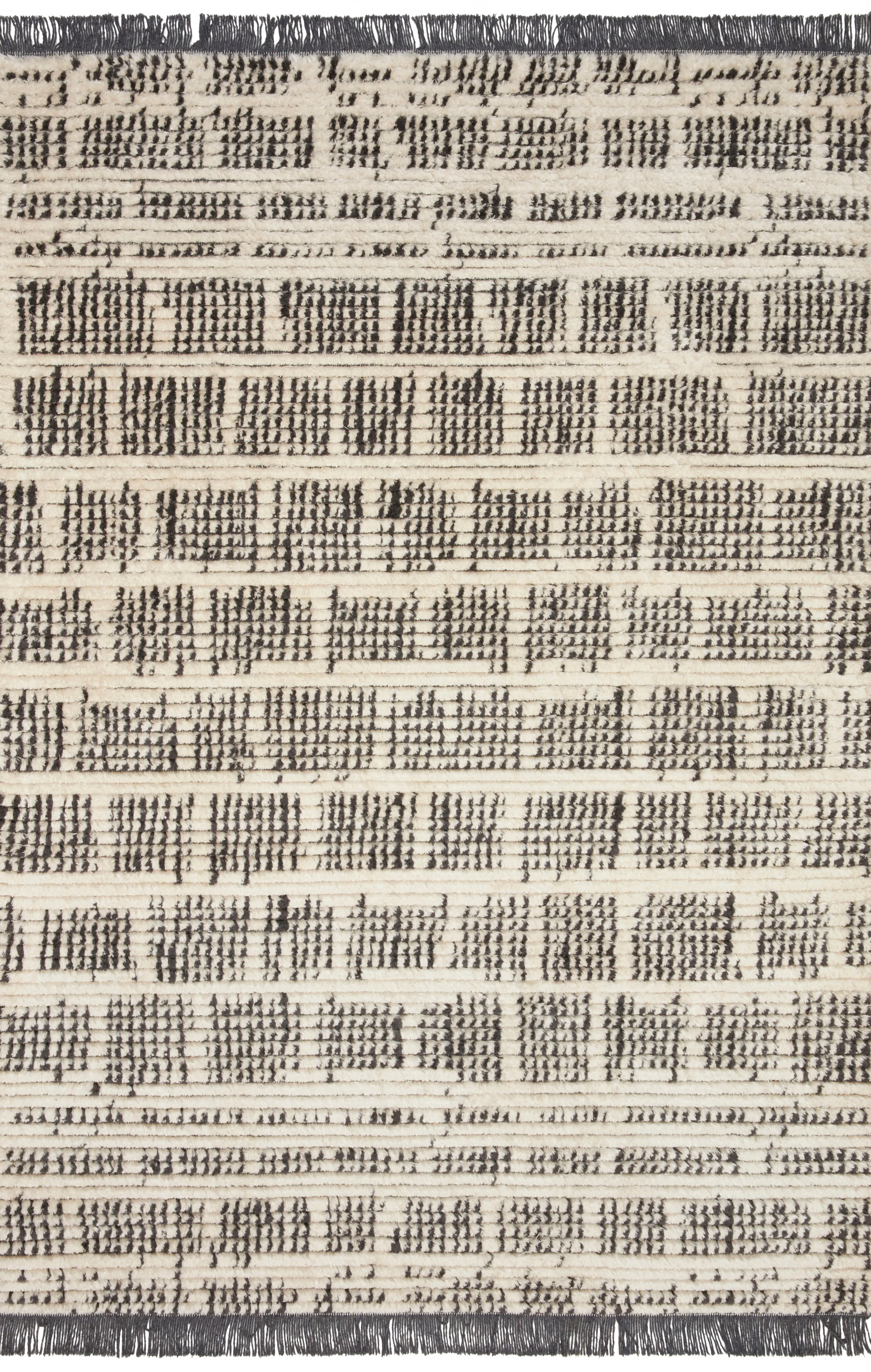 Chris Loves Julia x Loloi Alice Cream / Charcoal - Etched Brick Rug