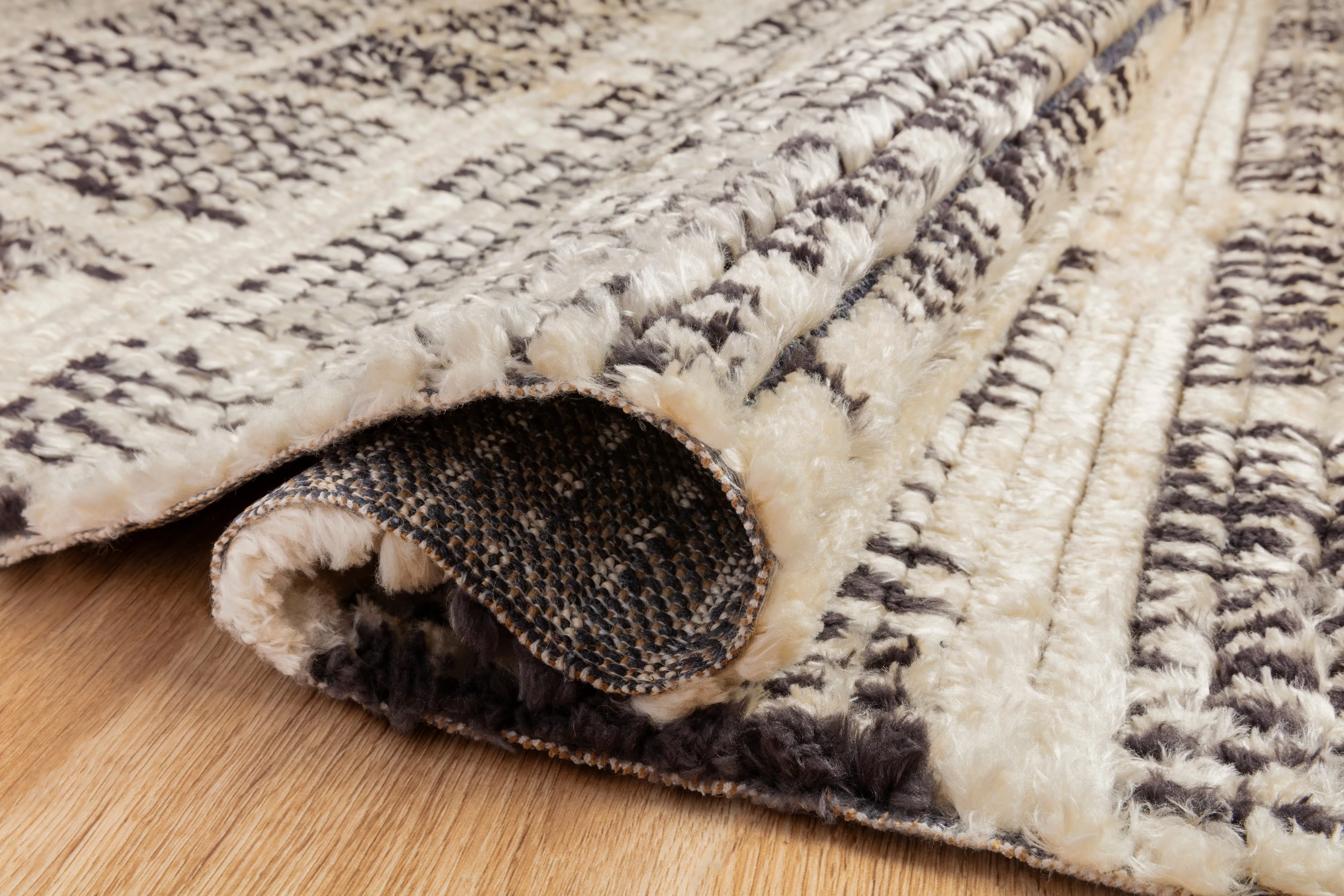 Chris Loves Julia x Loloi Alice Cream / Charcoal - Etched Brick Rug