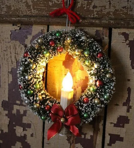 Christmas Wreath Vintage Style Lights Up Beautiful