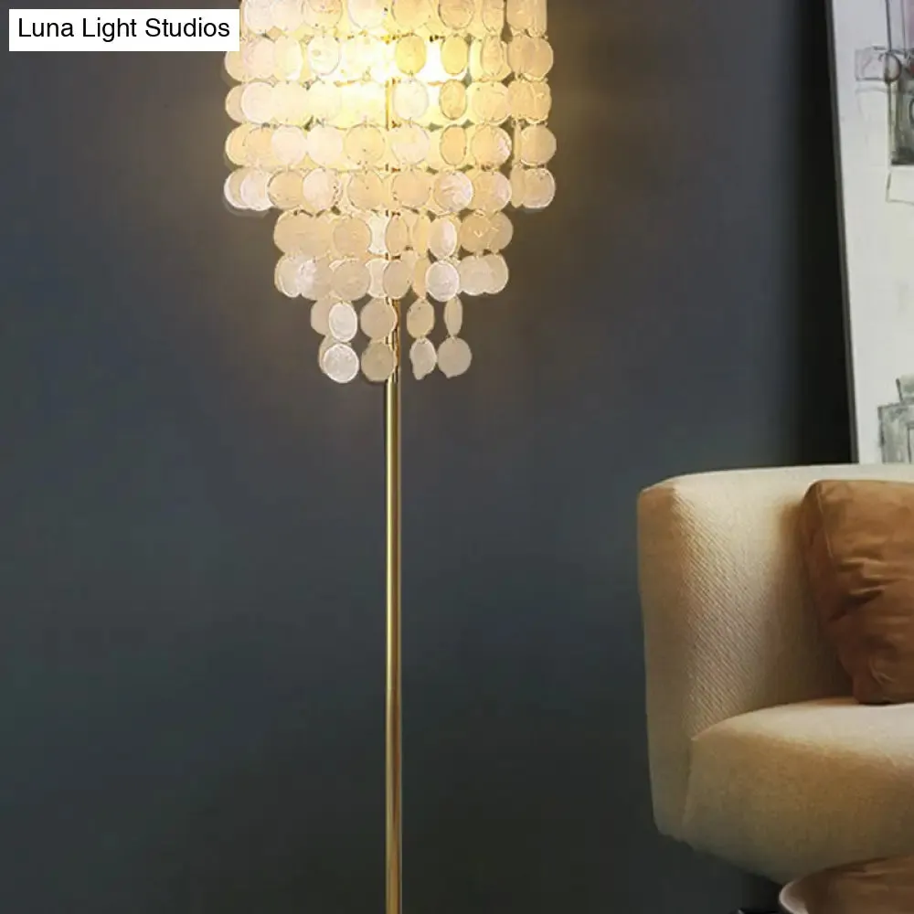 Classic Gold Shell Floor Lamp with Cascading Lighting for Living Room