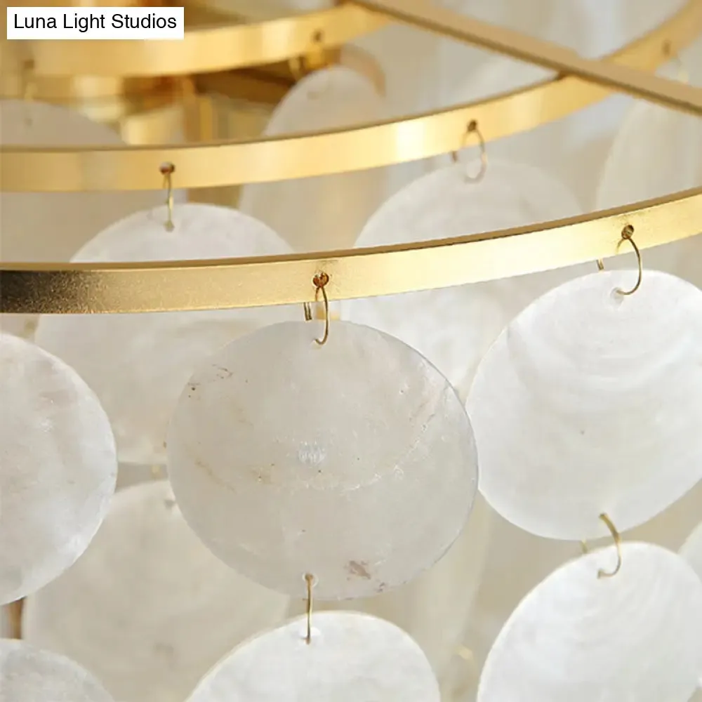 Classic Gold Shell Floor Lamp with Cascading Lighting for Living Room