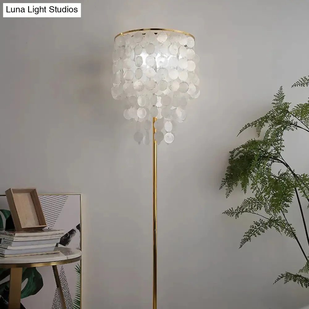 Classic Gold Shell Floor Lamp with Cascading Lighting for Living Room