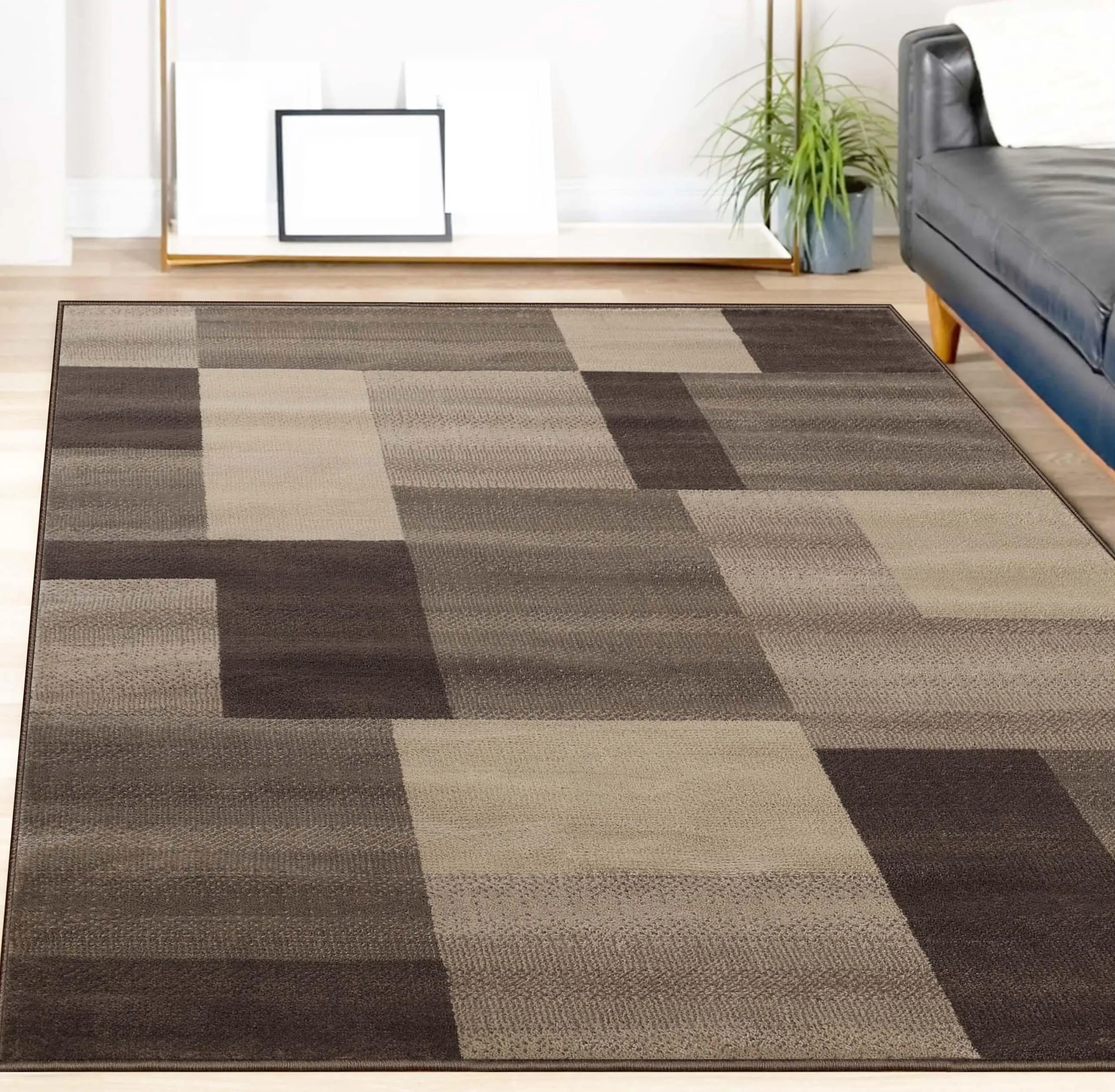 Clifton Geometric Color Block Plush Indoor Area Rug or Runner Rug