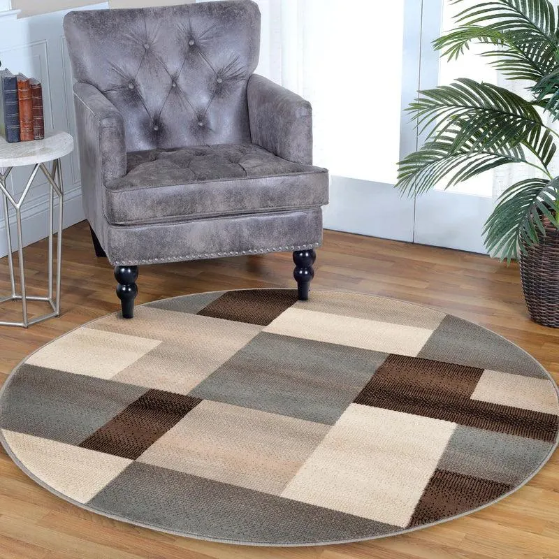 Clifton Geometric Color Block Plush Indoor Area Rug or Runner Rug
