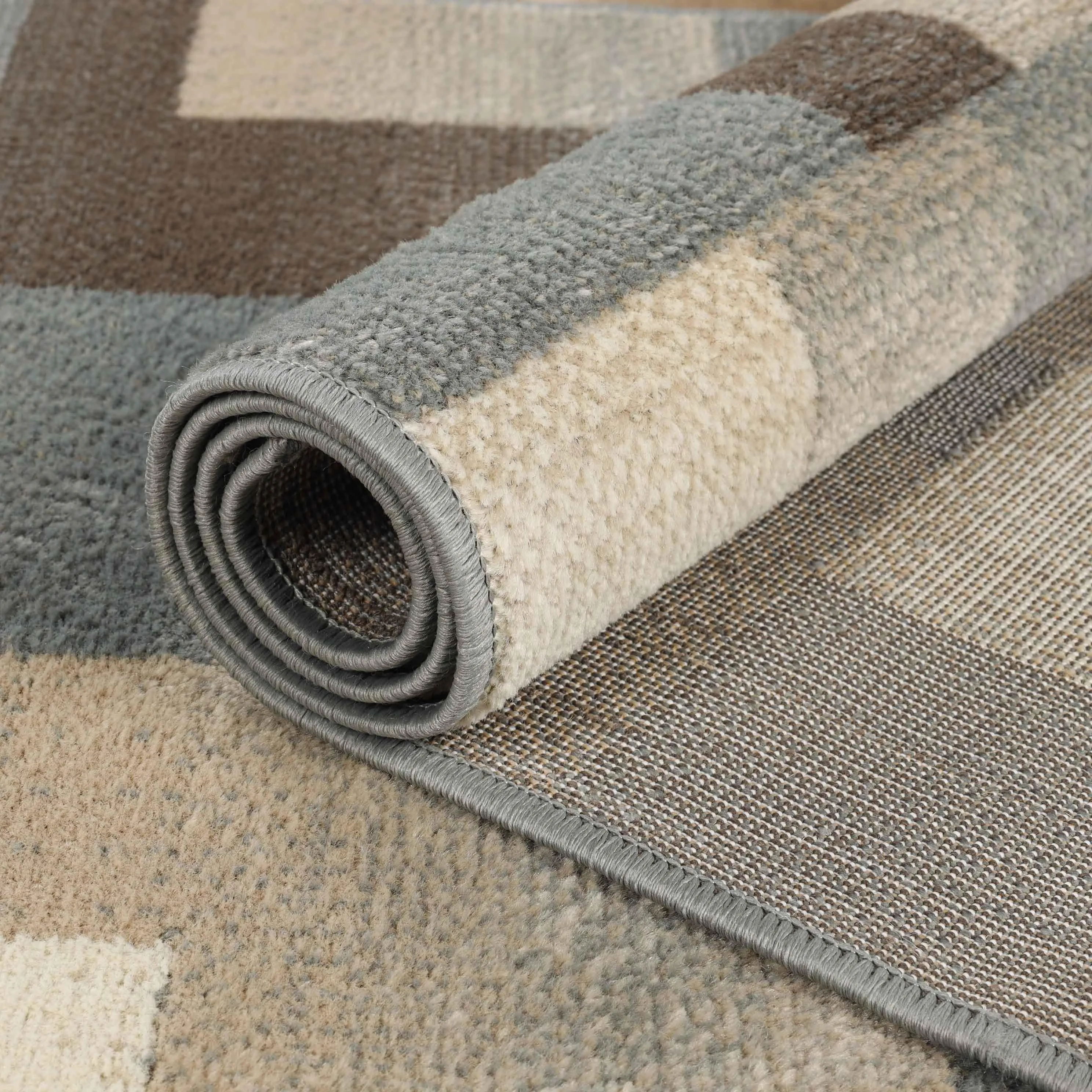 Clifton Geometric Color Block Plush Indoor Area Rug or Runner Rug