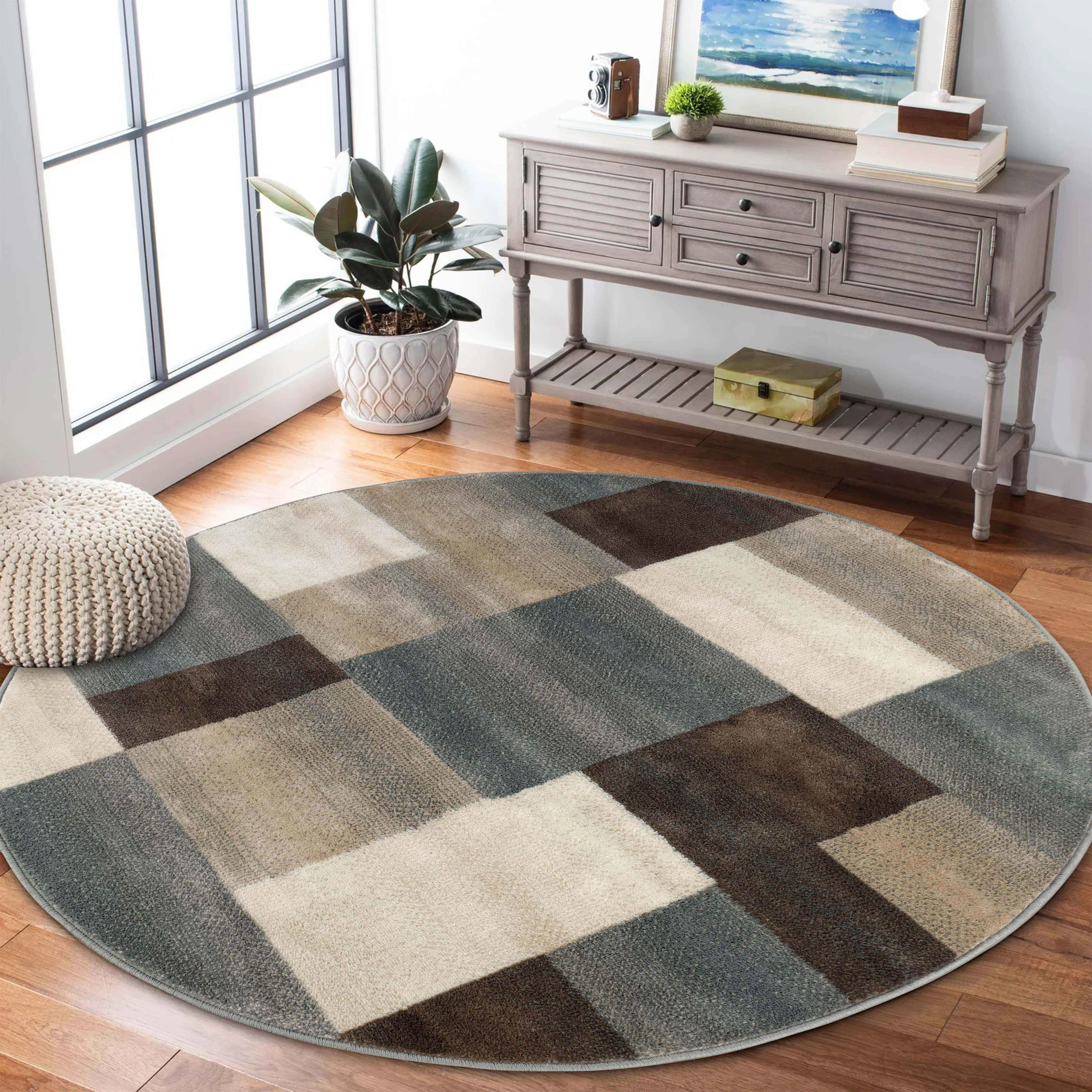 Clifton Geometric Color Block Plush Indoor Area Rug or Runner Rug