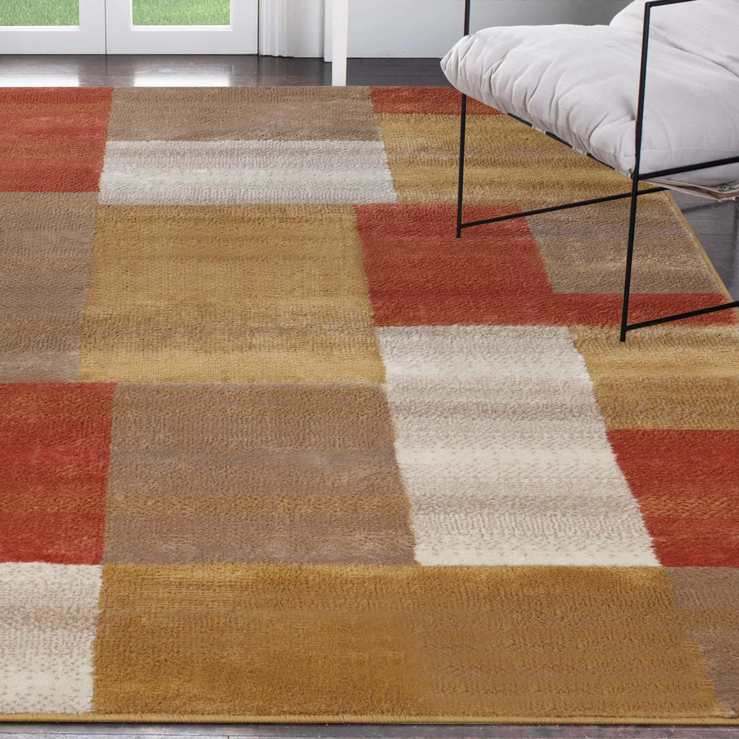 Clifton Geometric Color Block Plush Indoor Area Rug or Runner Rug