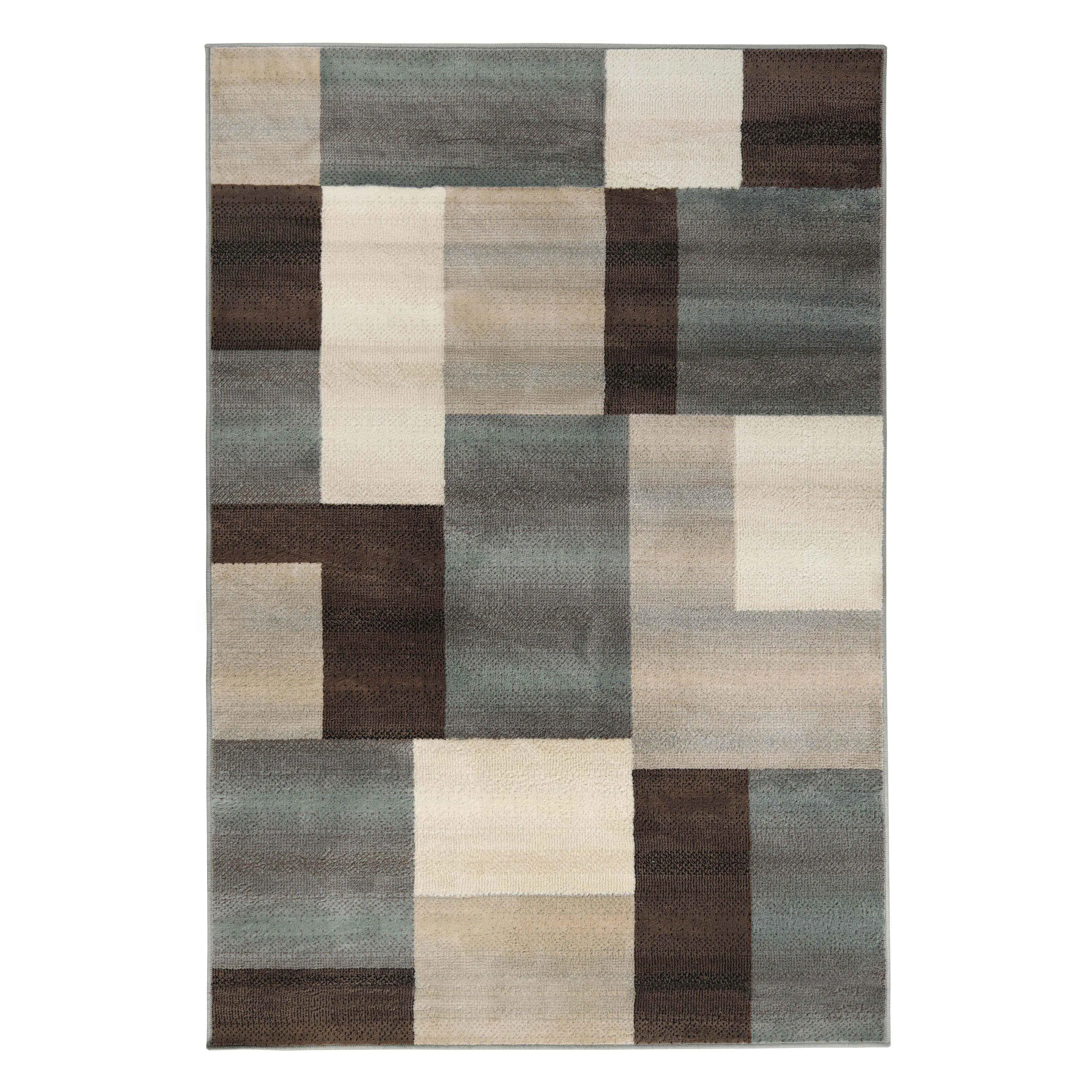 Clifton Geometric Color Block Plush Indoor Area Rug or Runner Rug