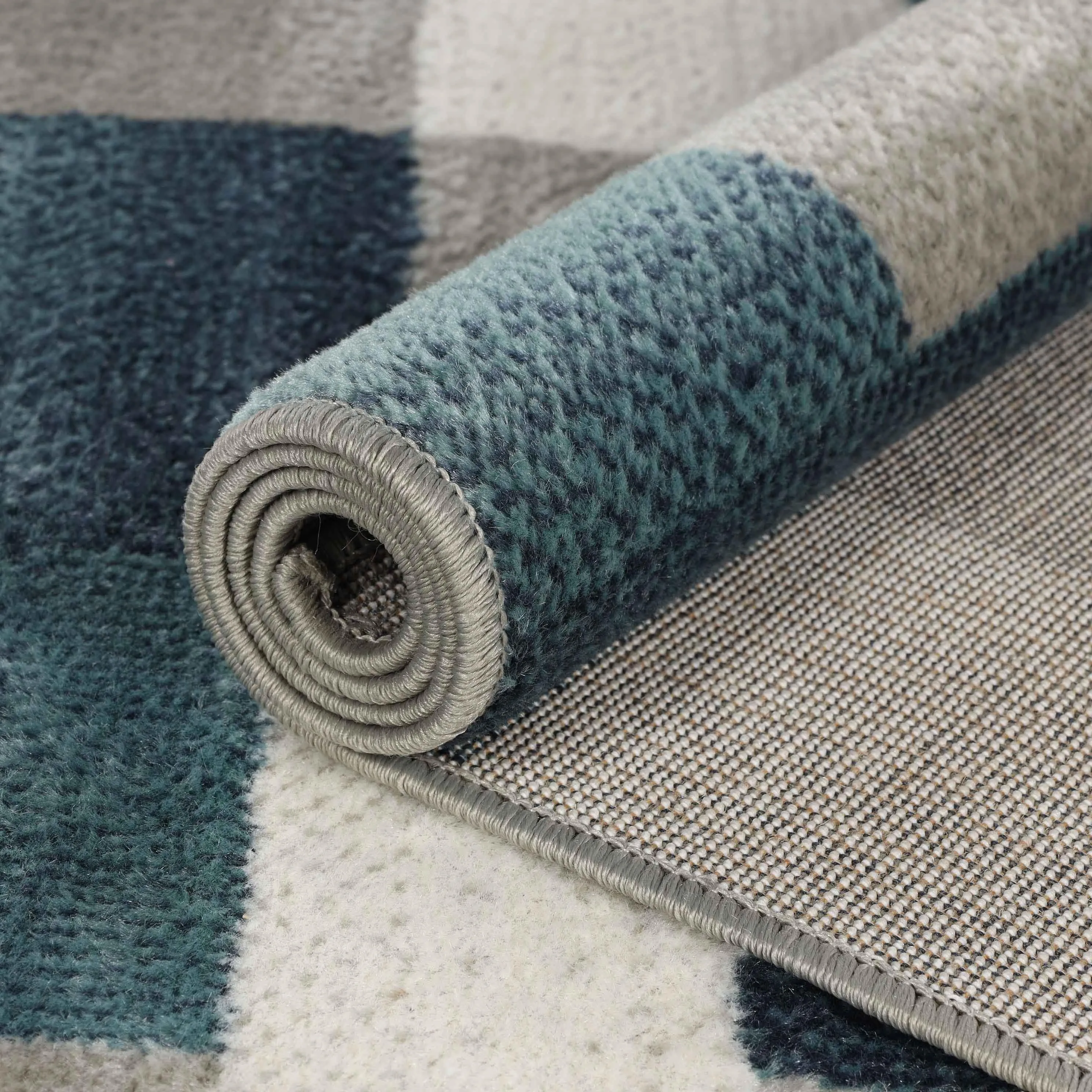 Clifton Geometric Color Block Plush Indoor Area Rug or Runner Rug