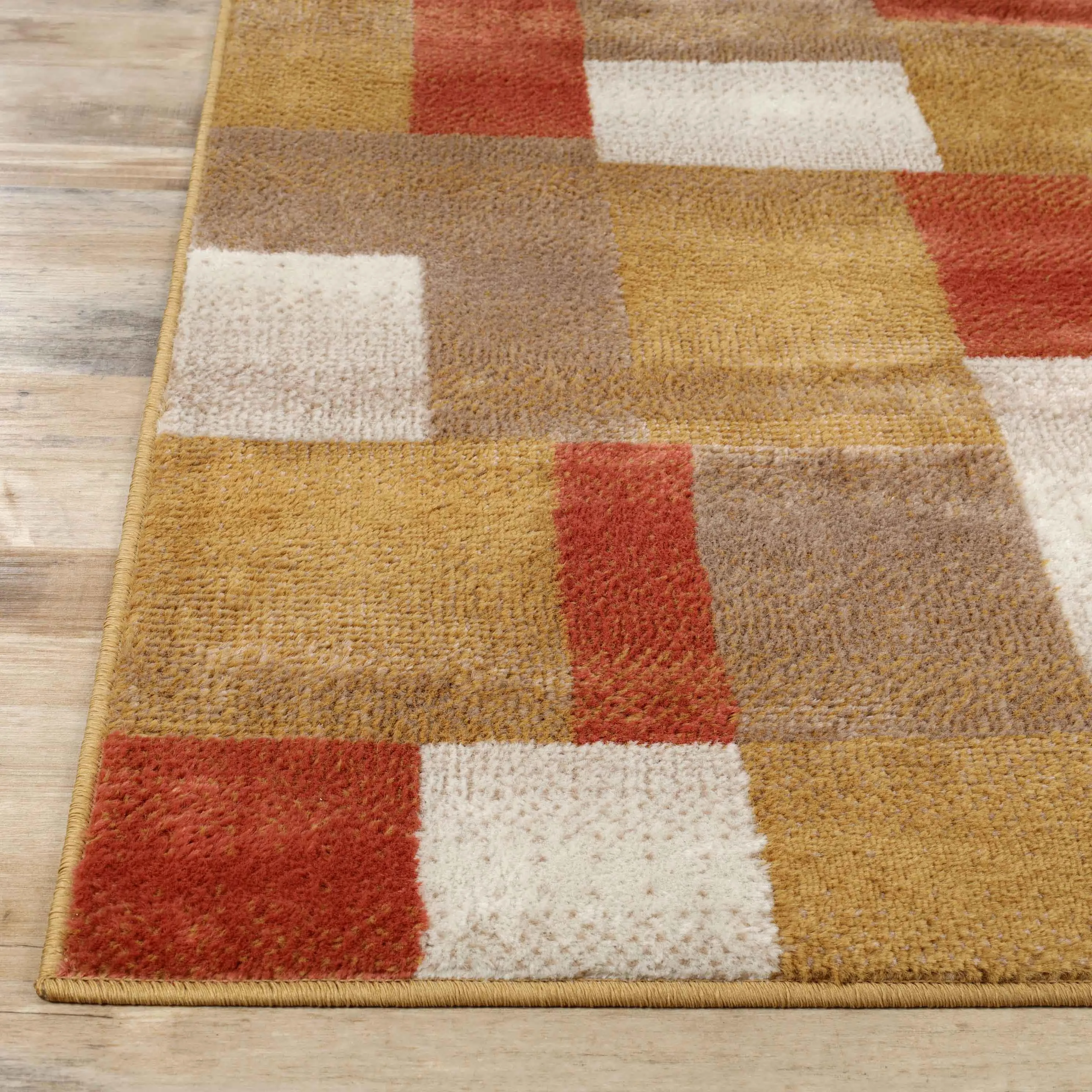 Clifton Geometric Color Block Plush Indoor Area Rug or Runner Rug