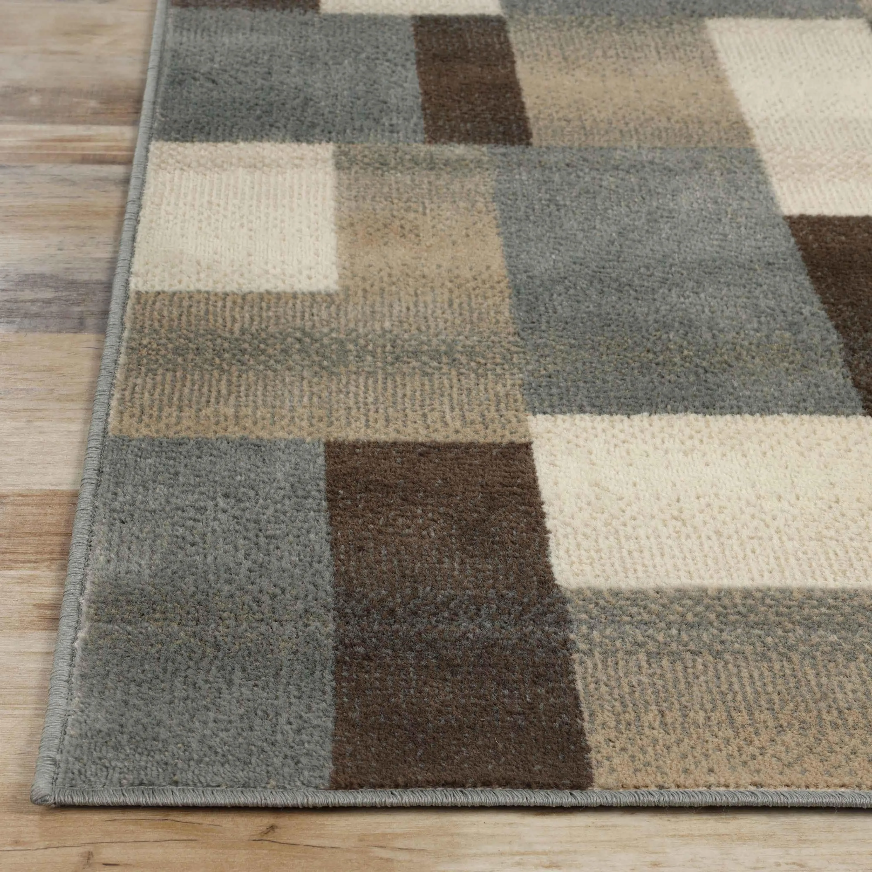 Clifton Geometric Color Block Plush Indoor Area Rug or Runner Rug