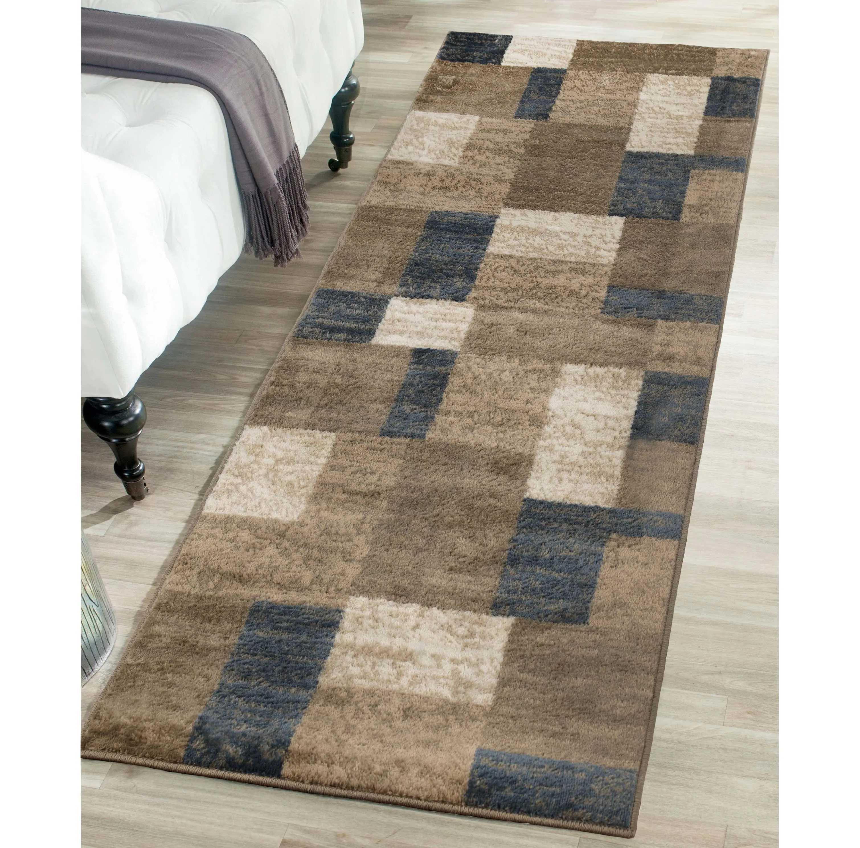Clifton Geometric Color Block Plush Indoor Area Rug or Runner Rug