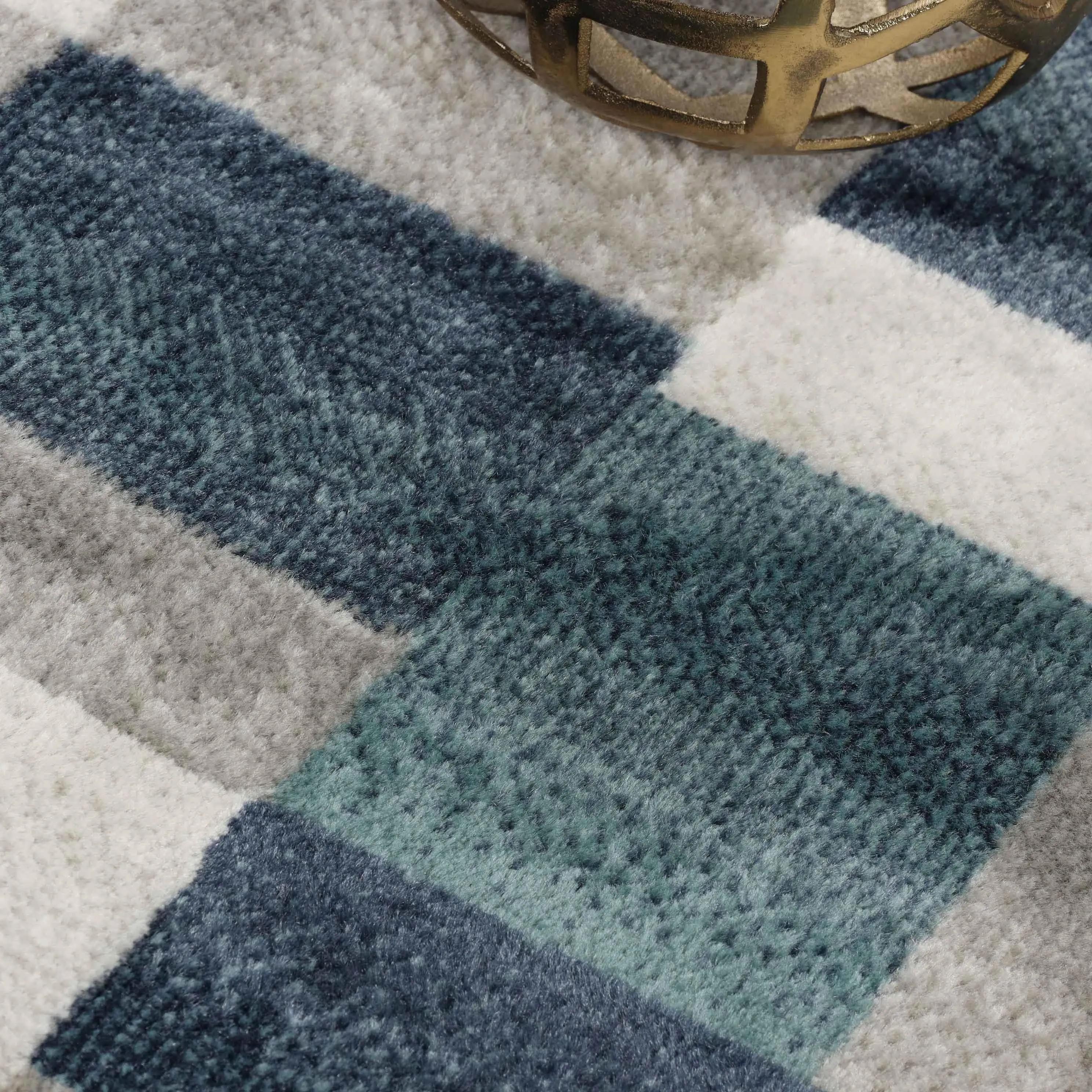 Clifton Geometric Color Block Plush Indoor Area Rug or Runner Rug