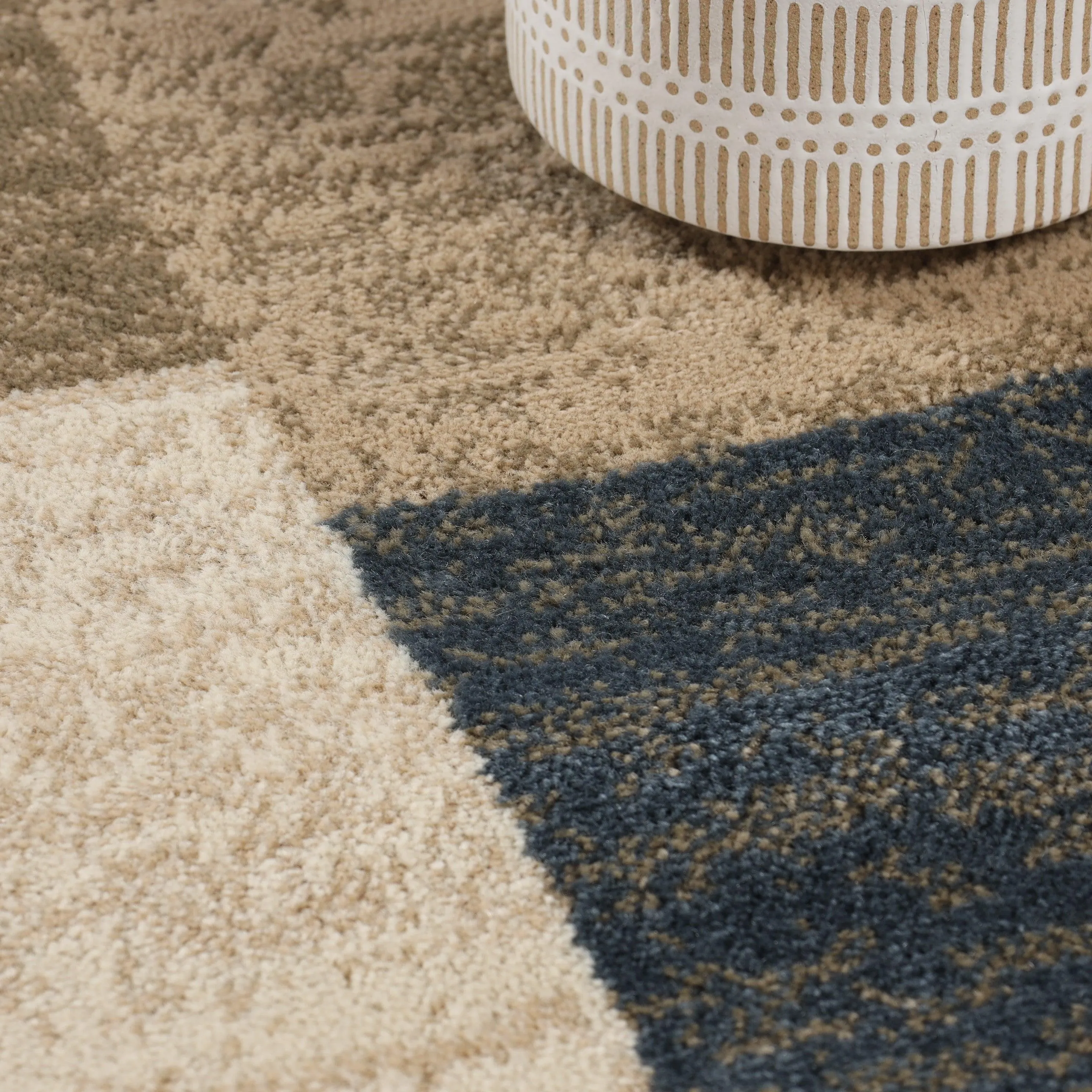 Clifton Geometric Color Block Plush Indoor Area Rug or Runner Rug